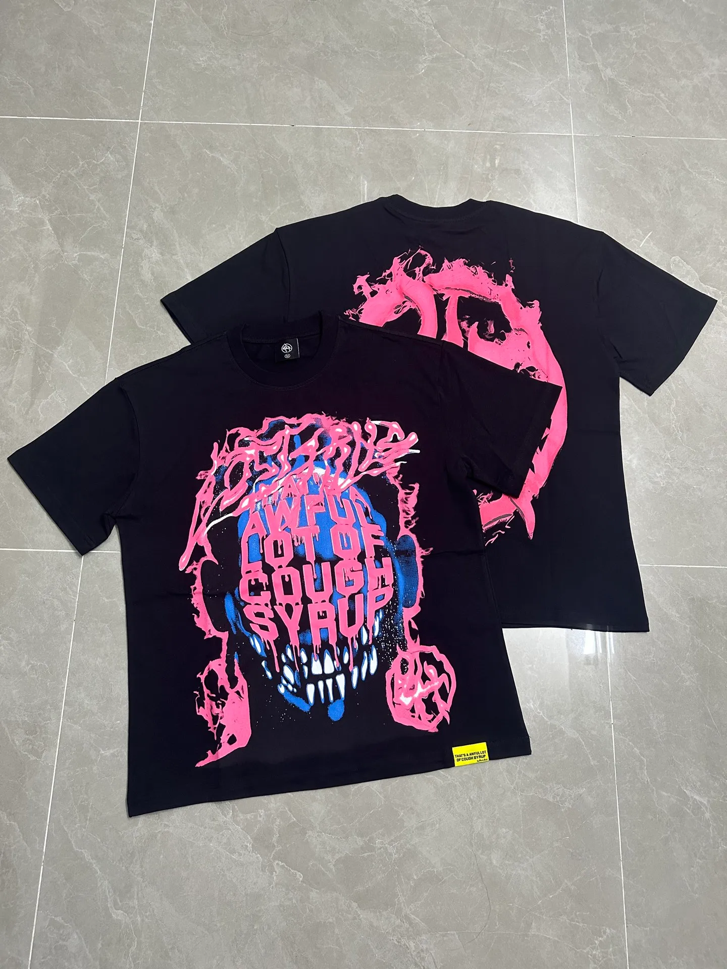 2305# / ｜ P60 THAT'S A AWFUL LOT OF COUGH SYRUP In Stock T （fabric):32 240 Sizes（size）：S-M- L- X L （colour）： Black/